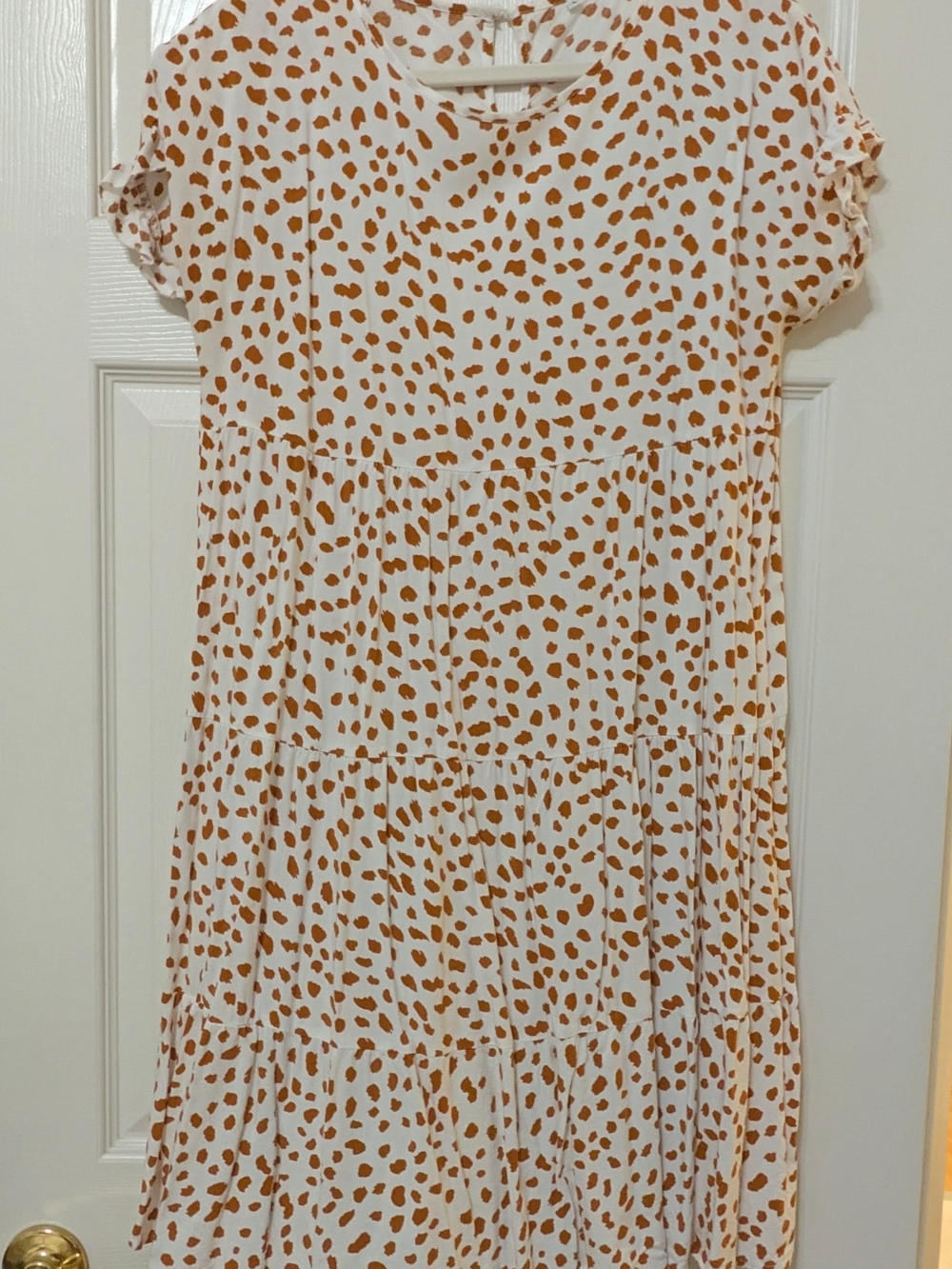 White and Tan Spotted Tiered Sun Dress
